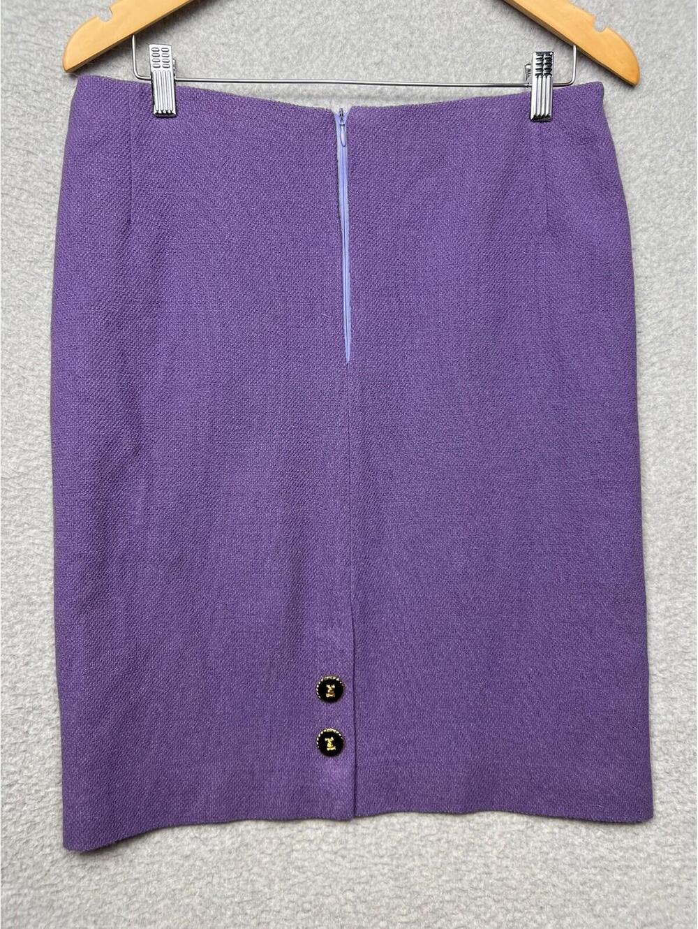Portara Pure Wool Fully Lined Pencil Skirt Womens US /6 Old Money Classic Purple